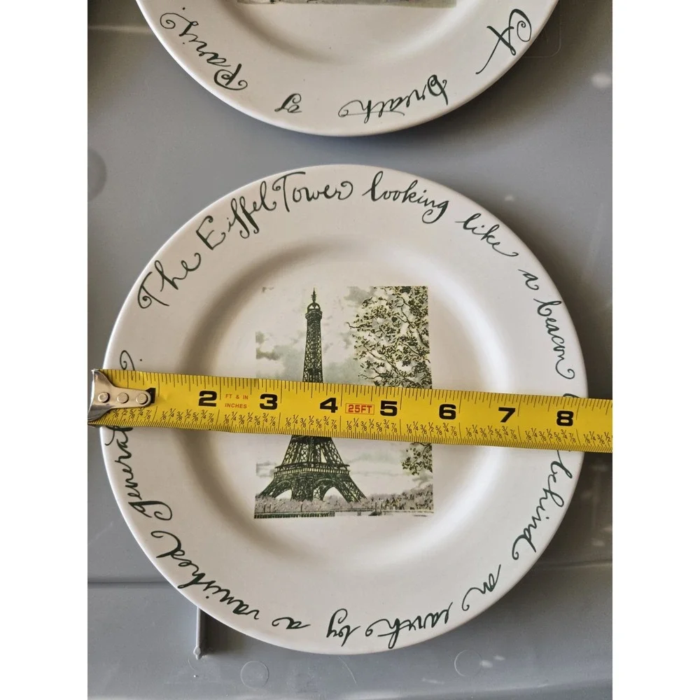 Rosanna For World Market Paris‎ Salad Plates Set 4 Eiffel Tower French Script